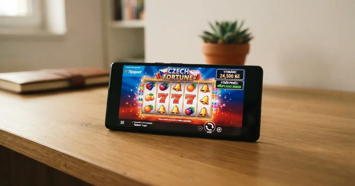 Mobilní telefon s rozepsaným výběrem výhry v českém online casinu