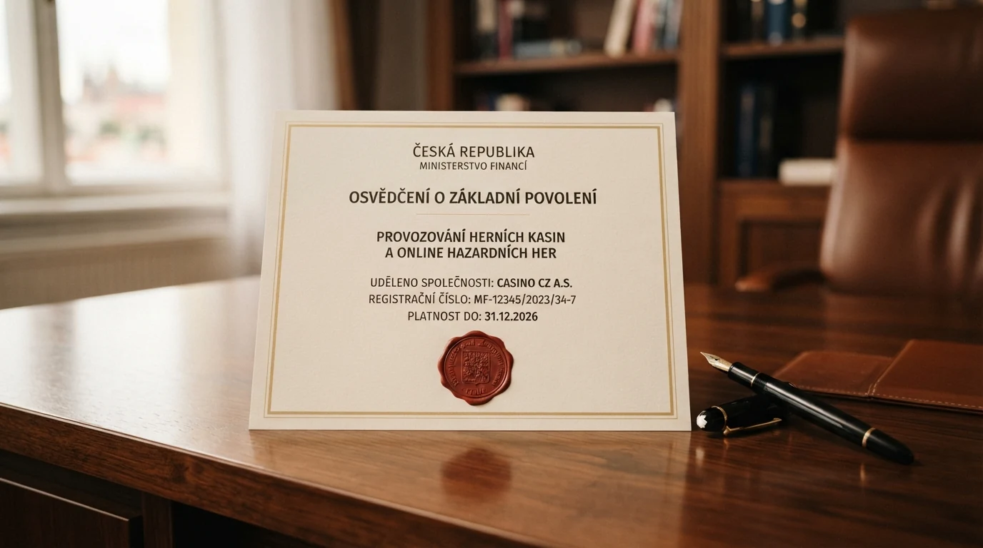 Úřední listina s razítkem a textem paragrafu, vedle logo Ministerstva financí České republiky