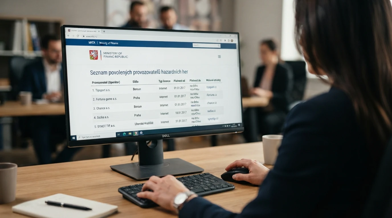 Výřez registru Ministerstva financí se seznamem licencovaných provozovatelů