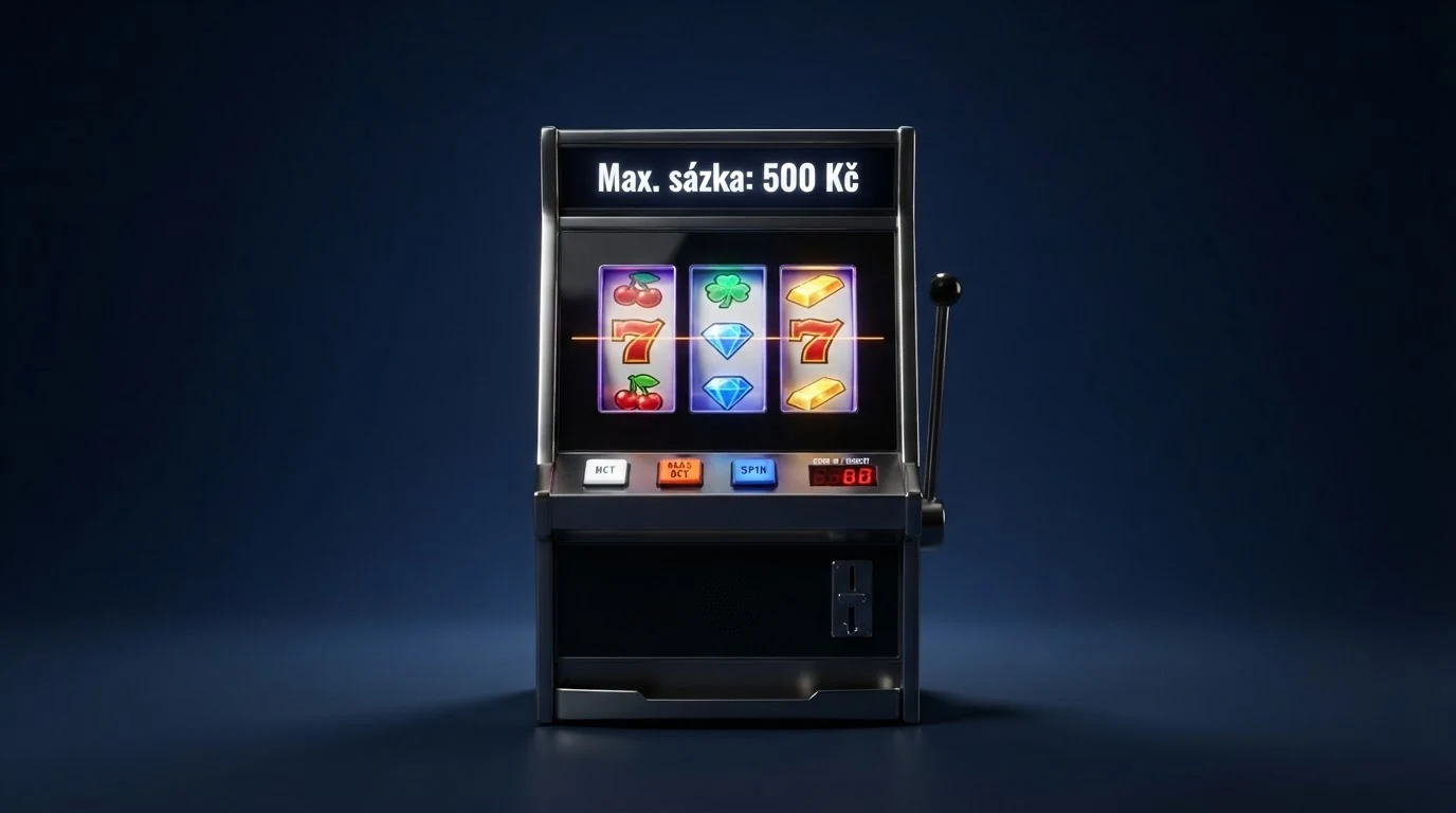 Výherní automat s cedulkou maximální sázky 500 Kč