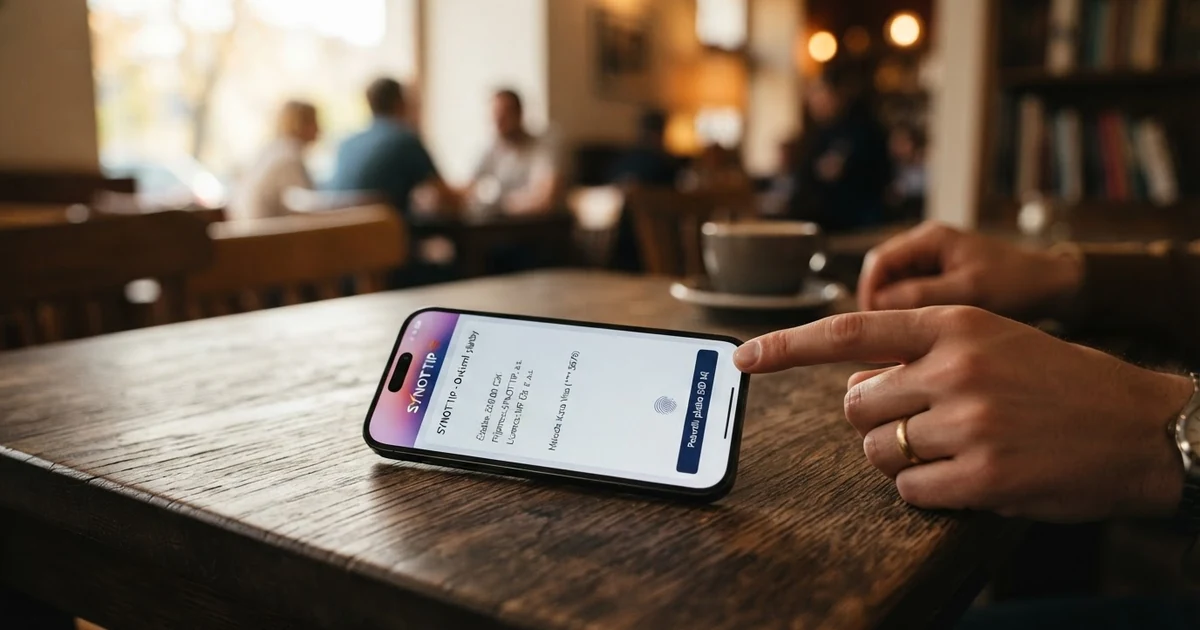 iPhone s obrazovkou potvrzující platbu Apple Pay vedle rozhraní online kasina v češtině
