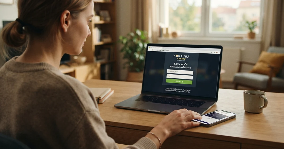 Displej telefonu s otevřenou aplikací Revolut zobrazující platební kartu vedle přihlašovací stránky online casina s českou licencí