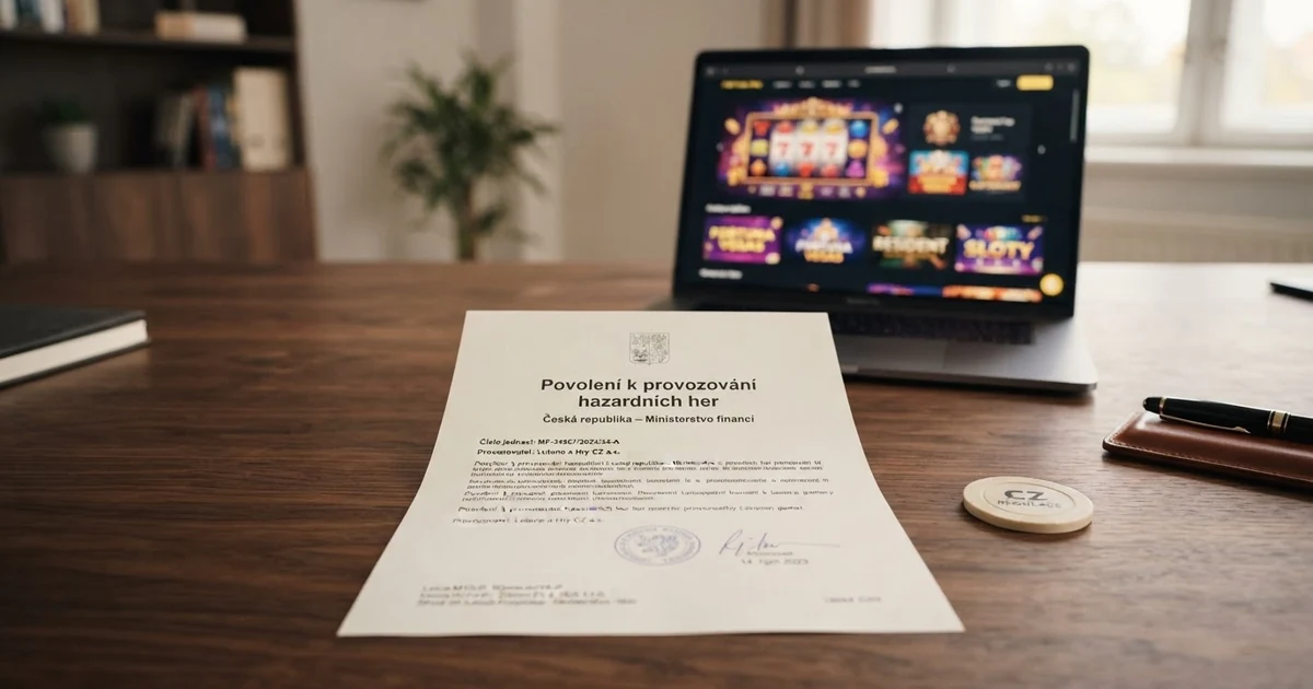 Úřední dokument s razítkem Ministerstva financí ČR a logem české státní správy na pozadí online kasina