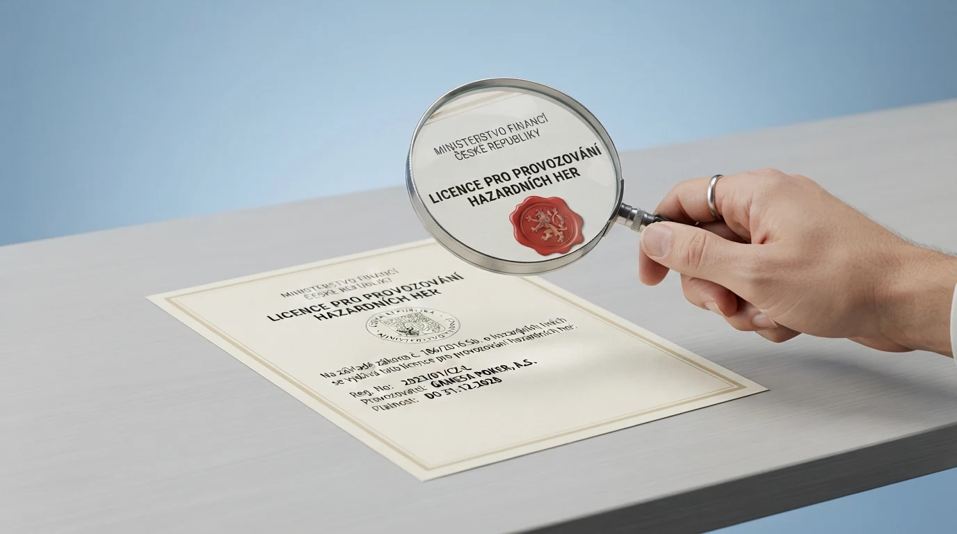 Úřední dokument s razítkem Ministerstva financí ČR a seznamem licencovaných provozovatelů hazardních her