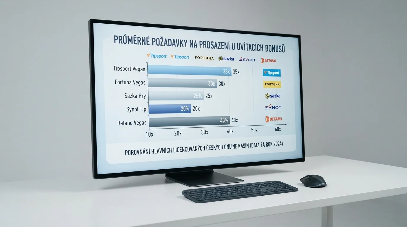 Srovnávací tabulka deseti českých licencovaných casin s údaji o bonusech, wageringu a počtech automatů.