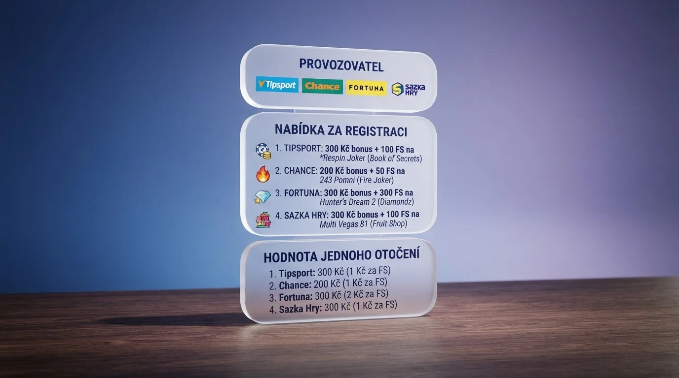 Srovnávací tabulka deseti licencovaných kasin s nabídkou za registraci