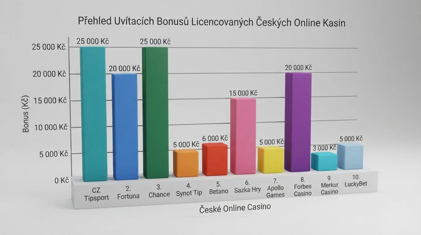 Tabulka s deseti kasiny, sloupce licence a vstupní bonus