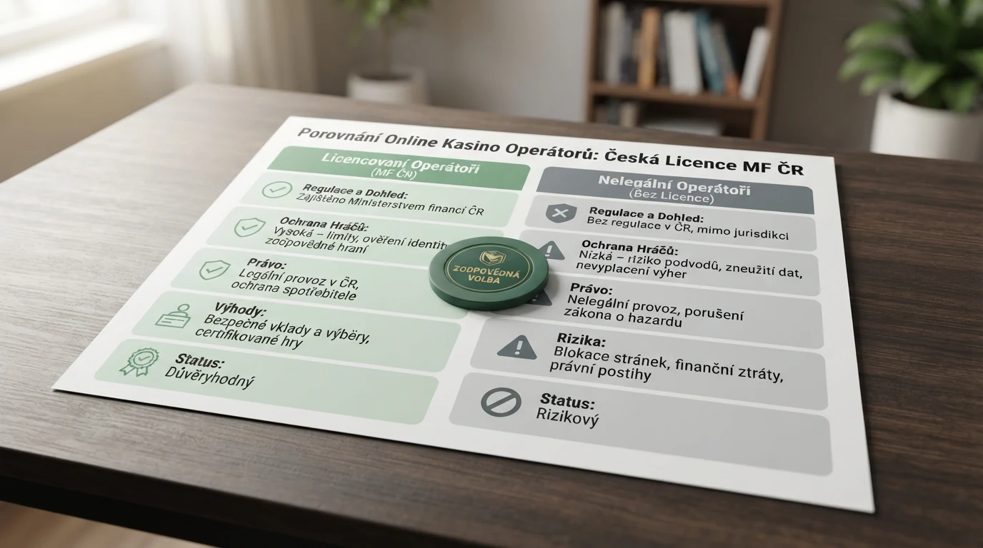 Srovnávací tabulka deseti operátorů s vyznačením držitelů licence MF ČR a offshore provozovatele
