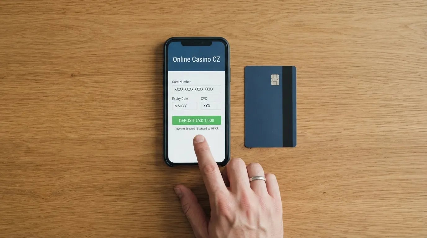 Platební formulář online casina s vybranou metodou Mastercard, polem pro zadání částky a bezpečnostními ikonami