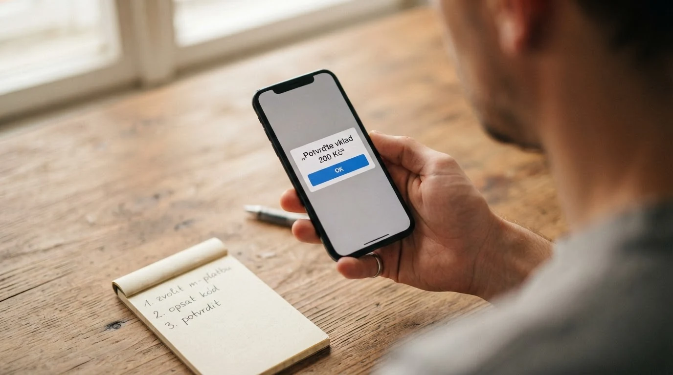 Ukázka vkladu přes SMS na mobilním telefonu